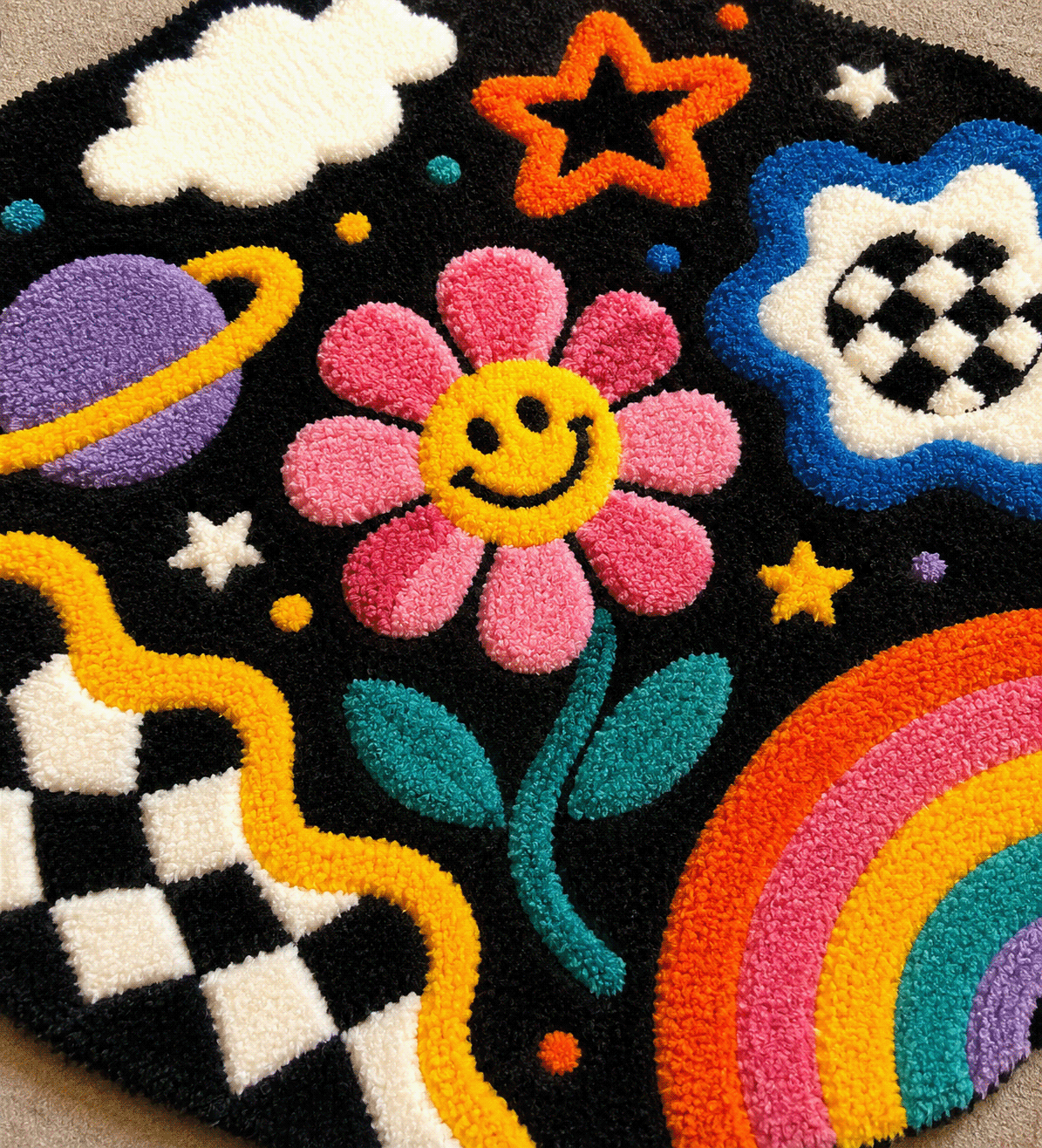 Colorful Tufted Rug — Playful Contemporary Design project cover from the Wovenwarp Behance portfolio