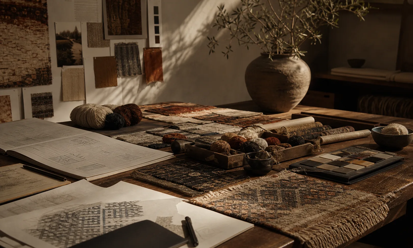 Custom rug design consultation and material sampling